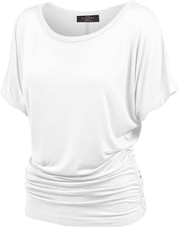 MBJ Women's Solid Short Sleeve Boat Neck V 